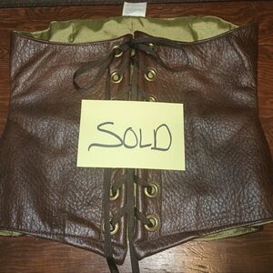 Damsel In This Dress Underbust Wench Corset. Brown & Olive Green. S/M?